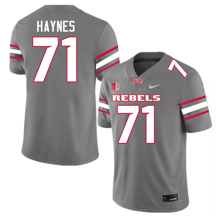 Men #71 Ed Haynes UNLV Rebels College Football Jerseys Stitched-Grey